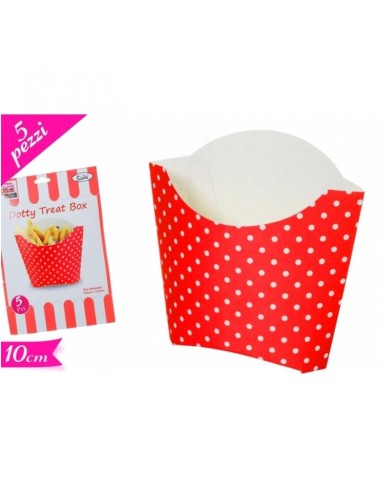 BOX PATATINE 5 PZ ROSSO POIS CM. 10H - L'Officina delle feste