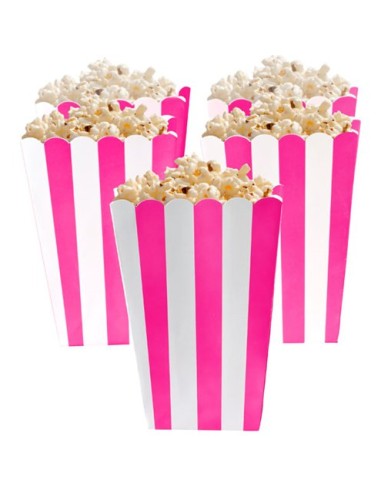 BOX POP CORN RIGHE FUCSIA 5PZ CM 6,3,13,4X3,8 - L'Officina