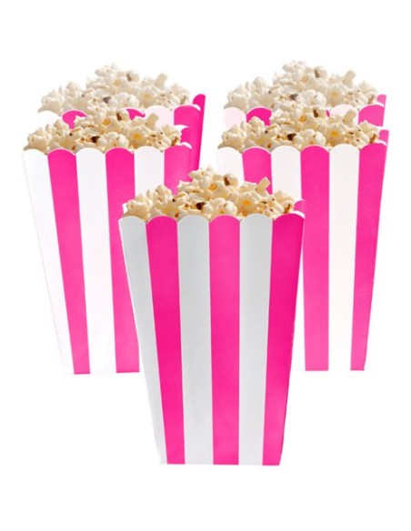 BOX POP CORN RIGHE FUCSIA 5PZ CM 6,3,13,4X3,8 - L'Officina