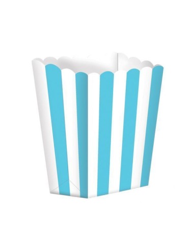 BOX POP CORN RIGHE TURCHESE 5PZ CM 6,3,13,4X3,8 - L'Officina