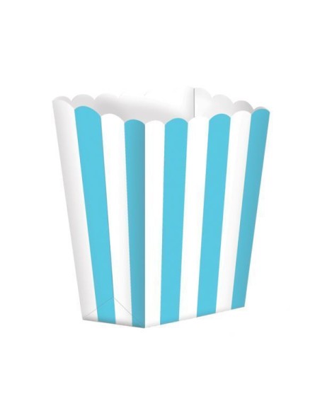 BOX POP CORN RIGHE TURCHESE 5PZ CM 6,3,13,4X3,8 - L'Officina