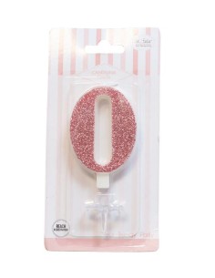CANDELA GLITTER ROSA GOLD N° 0 CM. 9,5 H. - L'Officina delle 2