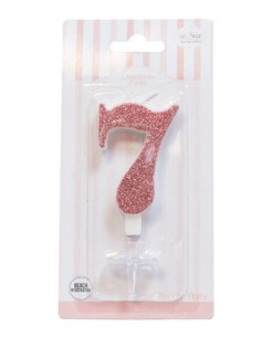 CANDELA GLITTER ROSA GOLD N° 7 CM. 9,5 H. - L'Officina delle 2