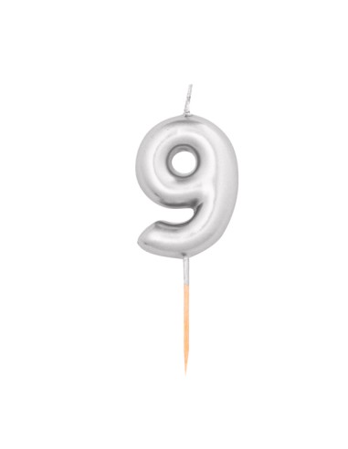CANDELA METAL N. 9 ARGENTO H. 8 CM - L'Officina delle feste
