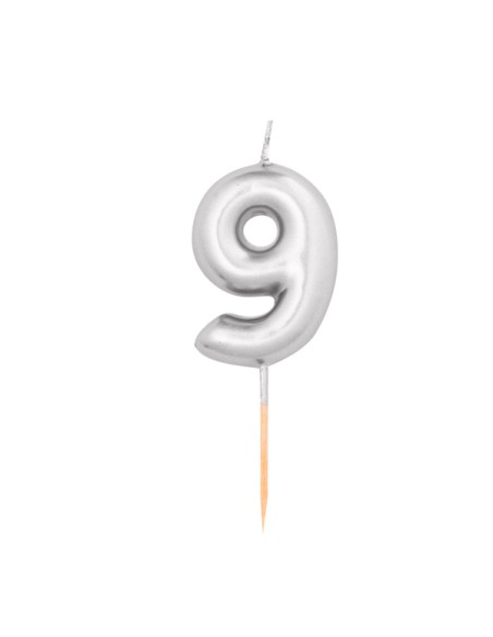 CANDELA METAL N. 9 ARGENTO H. 8 CM - L'Officina delle feste CANDELA METAL N. 9 ARGENTO H. 8 CM - L'Officina delle feste