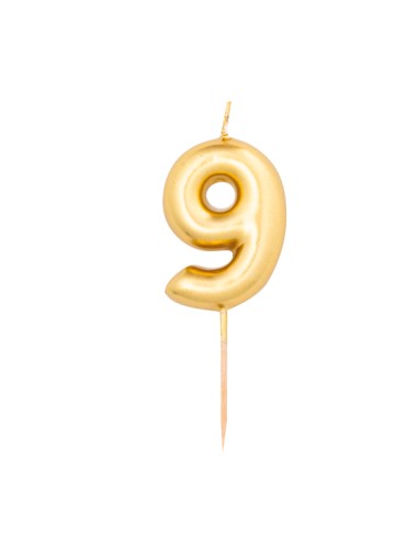 CANDELA METAL N. 9 ORO H. 8 CM - L'Officina delle feste