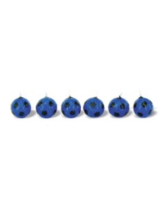 CANDELA PALLONE CALCIO NERO BLU 6PZ - L'Officina delle feste 2