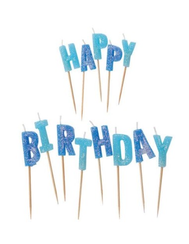 CANDELE HAPPY BIRTHDAY GLITTER BLUE - L'Officina delle feste