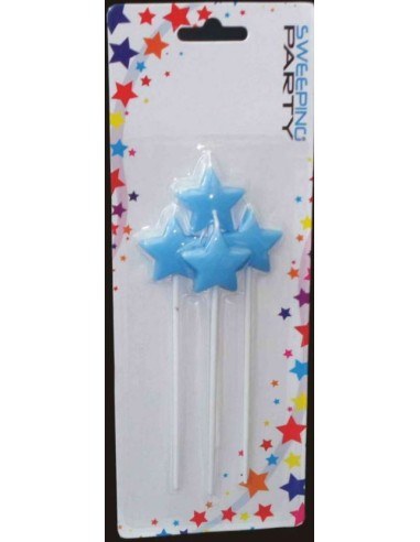 Candelina stella celeste con asta pz4 - L'Officina delle feste