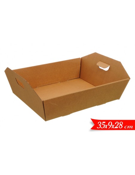 CESTA KRAFT IN CARTONE MILLERIGHE CON MANIGLIE CM 35X28X9H -