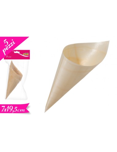 CONI IN LEGNO 7X19,5CM 5PZ - L'Officina delle feste