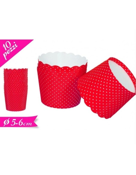 COPPETTE IN CARTA POIS ROSSO 10PZ H. 4,5CM - L'Officina delle