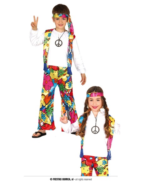COSTUME HIPPIE BIMBO BIMBA 5-6 ANNI - L'Officina delle feste