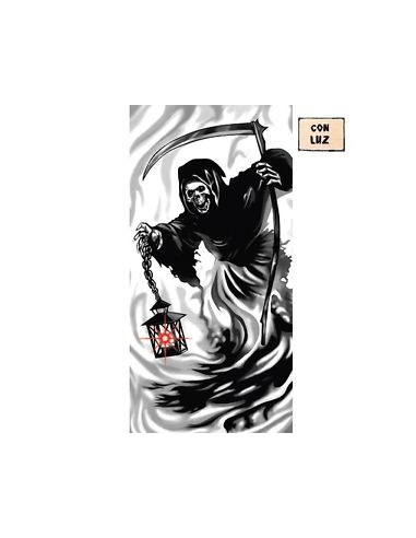 DECORAZIONE POSTER IN PVC SCHELETRO CON LAMPADA CHE SI ACCENDE