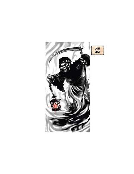 DECORAZIONE POSTER IN PVC SCHELETRO CON LAMPADA CHE SI ACCENDE