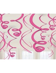 DECORI SPIRALI IN PLASTICA ROSA 55CM PZ. 12 - L'Officina delle 2