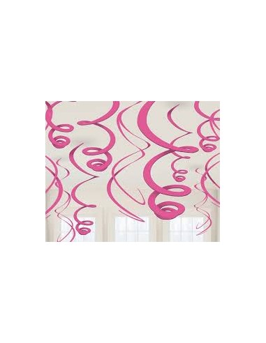 DECORI SPIRALI IN PLASTICA ROSA 55CM PZ. 12 - L'Officina delle