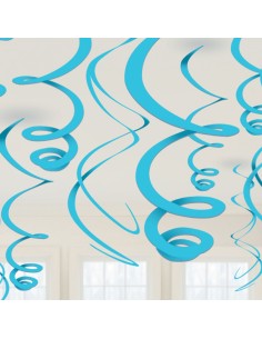 DECORO SPIRALI IN PLASTICA CELESTE 55CM PZ. 12 - L'Officina 2