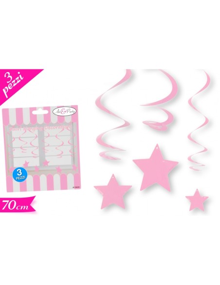 DECORO SPIRALI IN PLASTICA ROSA 3PZ - L'Officina delle feste