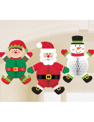 DECORRI 3D ELFO + BABBO NATALE + OMINO 3PZ - L'Officina delle