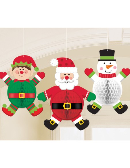 DECORRI 3D ELFO + BABBO NATALE + OMINO 3PZ - L'Officina delle