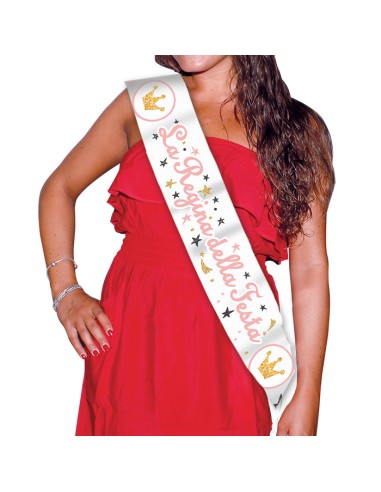 FASCIA METALLIZZATA "LA REGINA DELLA FESTA" 168X10CM -