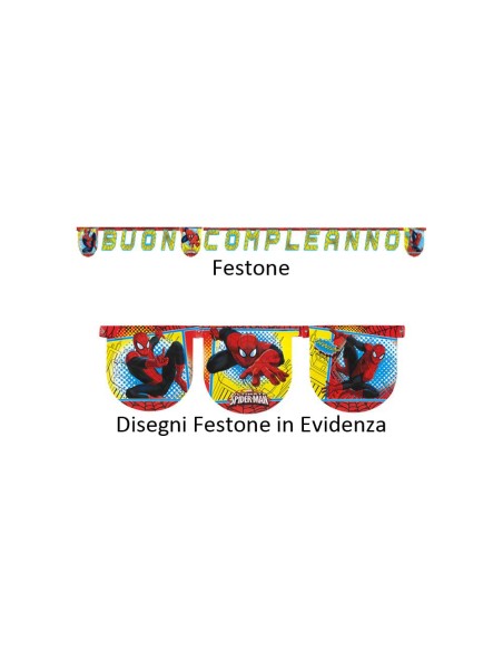 FESTONE BUON COMPLEANO SPIDERMAN 3,6MT - L'Officina delle feste