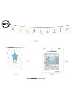 FESTONE CARTONCINO BOY OR GIRL 220CM STAMPA ORO LUCIDA - 2