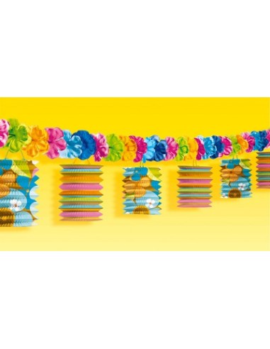 FESTONE CON FIORI E LANTERNE 3D IN CARTA 365 CM 1 pz -