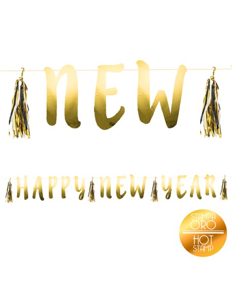 FESTONE HAPPY NEW YEAR ORO FOIL 2,10MT - L'Officina delle feste