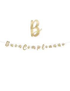 FESTONE SCRITTA BUON COMPL. ORO METAL 300X15CM - L'Officina 2