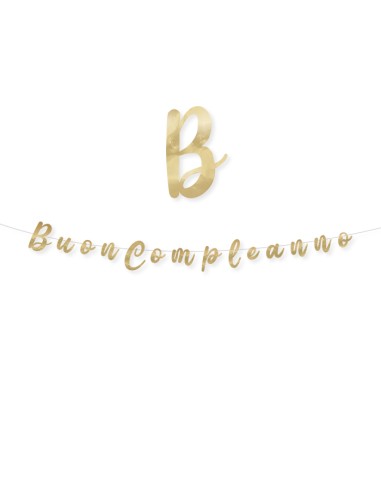FESTONE SCRITTA BUON COMPL. ORO METAL 300X15CM - L'Officina