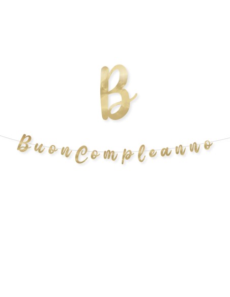 FESTONE SCRITTA BUON COMPL. ORO METAL 300X15CM - L'Officina FESTONE SCRITTA BUON COMPL. ORO METAL 300X15CM - L'Officina
