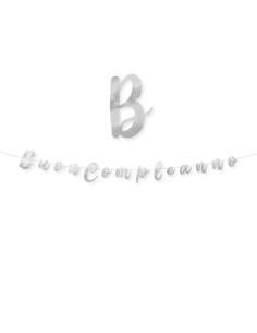 FESTONE SCRITTA BUON COMPLEANNO ARGENTO METAL 300X15CM - 2