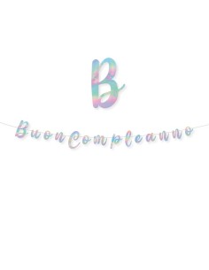 FESTONE SCRITTA BUON COMPLEANNO IRIDESCENTE 300X15CM - 2