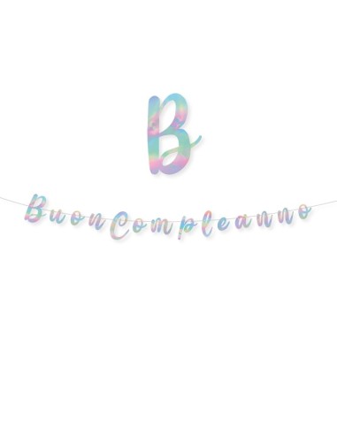 FESTONE SCRITTA BUON COMPLEANNO IRIDESCENTE 300X15CM -