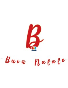 FESTONE SCRITTA BUON NATALE METAL ROSSO 300X15CM - L'Officina 2