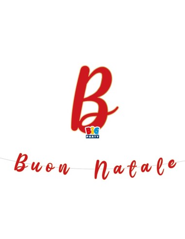 FESTONE SCRITTA BUON NATALE METAL ROSSO 300X15CM - L'Officina