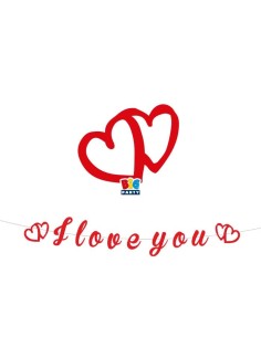 FESTONE SCRITTA I LOVE YOU ROSSO METAL 300X15CM - L'Officina 2