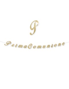 FESTONE SCRITTA PRIMA COMUNIONE ORO 300X15 - L'Officina delle 2