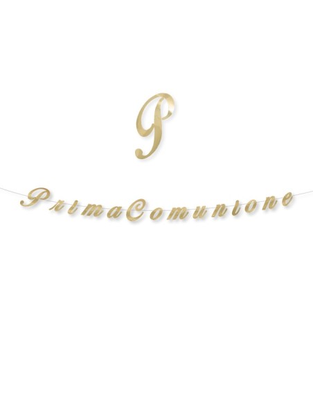 FESTONE SCRITTA PRIMA COMUNIONE ORO 300X15 - L'Officina delle