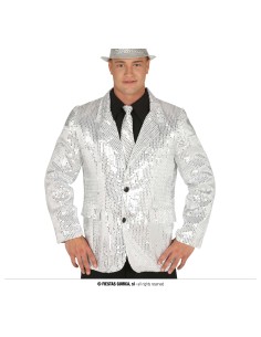 GIACCA UOMO PAILLETTES ARGENTO TG.L - L'Officina delle feste