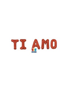 KIT PALLONI MYLAR SCRITTA TI AMO ROSSA 150X40CM - L'Officina 2