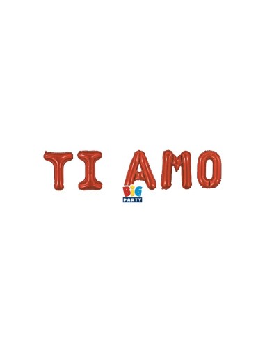 KIT PALLONI MYLAR SCRITTA TI AMO ROSSA 150X40CM - L'Officina