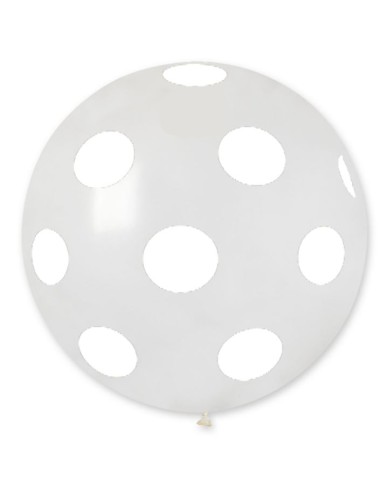 MONGOLFIERA LATTICE 30"/80cm TRASPARENTE STAMPA POIS BIANCHI -