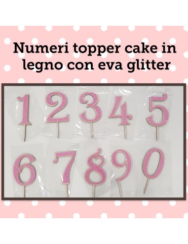 NUMERO LEGNO 2 CON EVA GLITTER FUXIA CM. H. 14CM TOPPER CAKE -