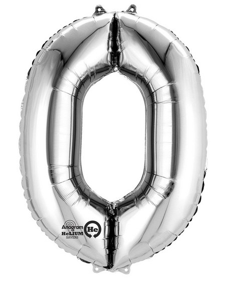 NUMERO MYLAR MEDIO SILVER 0 CM 40 1PZ - L'Officina delle feste