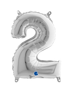 NUMERO MYLAR MEDIO SILVER 2 CM.35 - L'Officina delle feste 2
