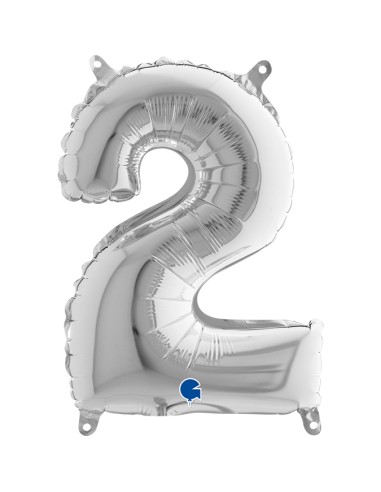 NUMERO MYLAR MEDIO SILVER 2 CM.35 - L'Officina delle feste