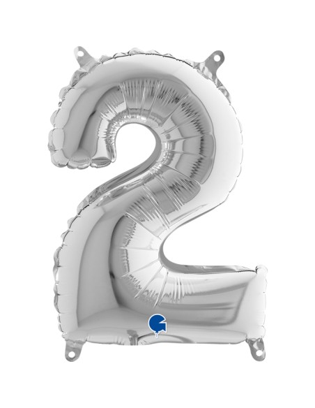 NUMERO MYLAR MEDIO SILVER 2 CM.35 - L'Officina delle feste